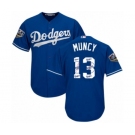 Men's Majestic Los Angeles Dodgers #13 Max Muncy Authentic Royal Blue Team Logo Fashion Cool Base 2018 World Series MLB Jersey