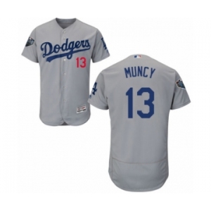 Men's Majestic Los Angeles Dodgers #13 Max Muncy Gray Alternate Flex Base Authentic Collection 2018 World Series MLB Jersey