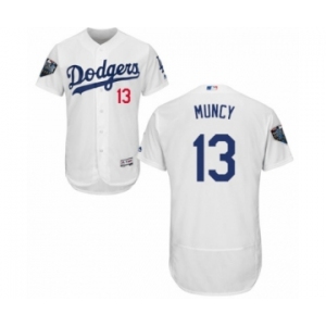 Men's Majestic Los Angeles Dodgers #13 Max Muncy White Home Flex Base Authentic Collection 2018 World Series MLB Jersey