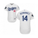 Men's Majestic Los Angeles Dodgers #14 Enrique Hernandez White Home Flex Base Authentic Collection 2018 World Series MLB Jersey