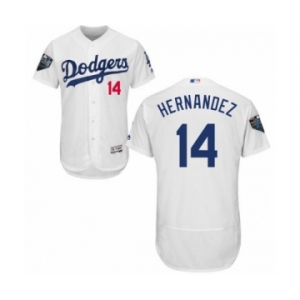 Men's Majestic Los Angeles Dodgers #14 Enrique Hernandez White Home Flex Base Authentic Collection 2018 World Series MLB Jersey