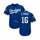 Men's Majestic Los Angeles Dodgers #16 Andre Ethier Authentic Royal Blue Team Logo Fashion Cool Base 2018 World Series MLB Jersey