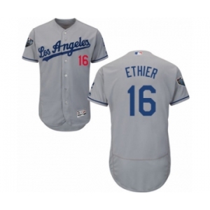 Men's Majestic Los Angeles Dodgers #16 Andre Ethier Grey Road Flex Base Authentic Collection 2018 World Series MLB Jersey