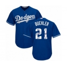 Men's Majestic Los Angeles Dodgers #21 Walker Buehler Authentic Royal Blue Team Logo Fashion Cool Base MLB Jersey