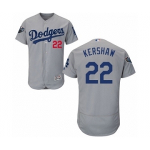 Men's Majestic Los Angeles Dodgers #22 Clayton Kershaw Gray Alternate Flex Base Authentic Collection 2018 World Series MLB Jersey