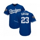 Men's Majestic Los Angeles Dodgers #23 Kirk Gibson Authentic Royal Blue Team Logo Fashion Cool Base 2018 World Series MLB Jersey