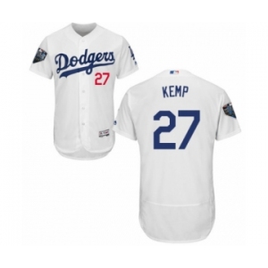 Men's Majestic Los Angeles Dodgers #27 Matt Kemp White Home Flex Base Authentic Collection 2018 World Series MLB Jersey