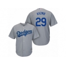 Men's Majestic Los Angeles Dodgers #29 Scott Kazmir Authentic Grey Road Cool Base MLB Jersey