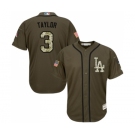 Men's Majestic Los Angeles Dodgers #3 Chris Taylor Authentic Green Salute to Service MLB Jersey