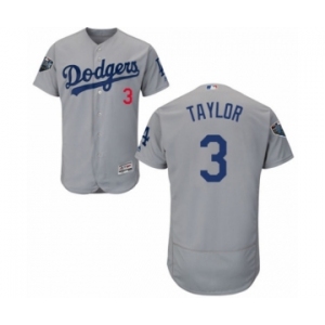 Men's Majestic Los Angeles Dodgers #3 Chris Taylor Gray Alternate Flex Base Authentic Collection 2018 World Series MLB Jersey