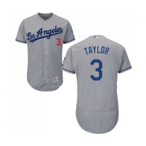 Men's Majestic Los Angeles Dodgers #3 Chris Taylor Grey Flexbase Authentic Collection MLB Jersey