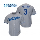 Men's Majestic Los Angeles Dodgers #3 Chris Taylor Replica Grey Road Cool Base MLB Jersey