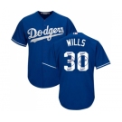 Men's Majestic Los Angeles Dodgers #30 Maury Wills Authentic Royal Blue Team Logo Fashion Cool Base MLB Jersey