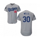 Men's Majestic Los Angeles Dodgers #30 Maury Wills Gray Alternate Flex Base Authentic Collection 2018 World Series MLB Jersey