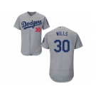 Men's Majestic Los Angeles Dodgers #30 Maury Wills Grey Flexbase Authentic Collection MLB Jersey