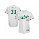 Men's Majestic Los Angeles Dodgers #30 Maury Wills White Celtic Flexbase Authentic Collection MLB Jersey