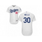 Men's Majestic Los Angeles Dodgers #30 Maury Wills White Flexbase Authentic Collection MLB Jersey