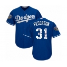 Men's Majestic Los Angeles Dodgers #31 Joc Pederson Authentic Royal Blue Team Logo Fashion Cool Base 2018 World Series MLB Jersey