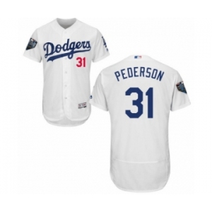 Men's Majestic Los Angeles Dodgers #31 Joc Pederson White Home Flex Base Authentic Collection 2018 World Series MLB Jersey