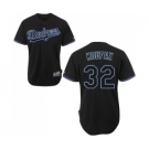 Men's Majestic Los Angeles Dodgers #32 Sandy Koufax Replica Black Fashion MLB Jersey