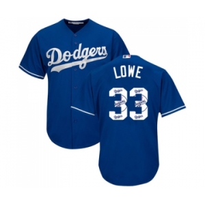 Men's Majestic Los Angeles Dodgers #33 Mark Lowe Authentic Royal Blue Team Logo Fashion Cool Base MLB Jersey