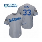 Men's Majestic Los Angeles Dodgers #33 Mark Lowe Replica Grey Road Cool Base 2018 World Series MLB Jersey