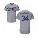 Men's Majestic Los Angeles Dodgers #34 Fernando Valenzuela Gray Alternate Flex Base Authentic Collection 2018 World Series MLB Jersey