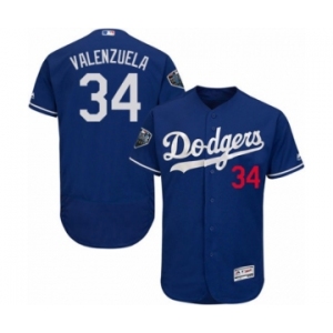 Men's Majestic Los Angeles Dodgers #34 Fernando Valenzuela Royal Blue Flexbase Authentic Collection 2018 World Series MLB Jersey