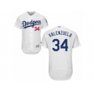 Men's Majestic Los Angeles Dodgers #34 Fernando Valenzuela White Flexbase Authentic Collection MLB Jersey