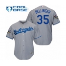 Men's Majestic Los Angeles Dodgers #35 Cody Bellinger Replica Grey Road Cool Base 2018 World Series MLB Jersey