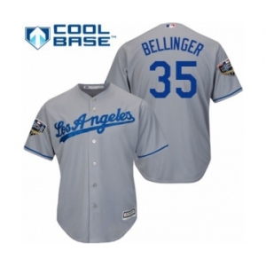 Men's Majestic Los Angeles Dodgers #35 Cody Bellinger Replica Grey Road Cool Base 2018 World Series MLB Jersey