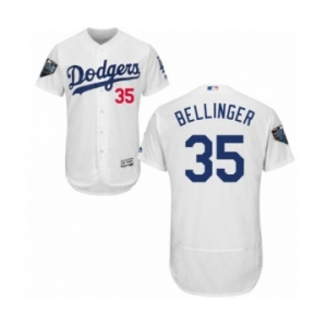 Men's Majestic Los Angeles Dodgers #35 Cody Bellinger White Home Flex Base Authentic Collection 2018 World Series MLB Jersey