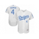 Men's Majestic Los Angeles Dodgers #4 Babe Herman Authentic White 2016 Father's Day Fashion Flex Base MLB Jersey