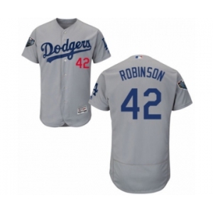 Men's Majestic Los Angeles Dodgers #42 Jackie Robinson Gray Alternate Flex Base Authentic Collection 2018 World Series MLB Jersey