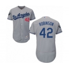 Men's Majestic Los Angeles Dodgers #42 Jackie Robinson Grey Road Flex Base Authentic Collection 2018 World Series MLB Jersey