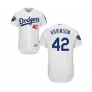 Men's Majestic Los Angeles Dodgers #42 Jackie Robinson White Home Flex Base Authentic Collection 2018 World Series MLB Jersey