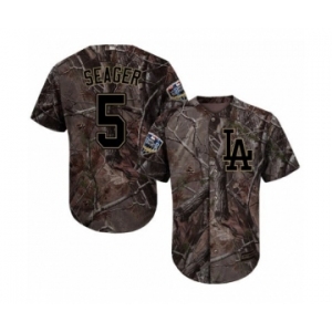 Men's Majestic Los Angeles Dodgers #5 Corey Seager Authentic Camo Realtree Collection Flex Base 2018 World Series MLB Jersey