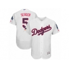 Men's Majestic Los Angeles Dodgers #5 Corey Seager Authentic White Stars & Stripes Authentic Collection Flex Base MLB Jersey