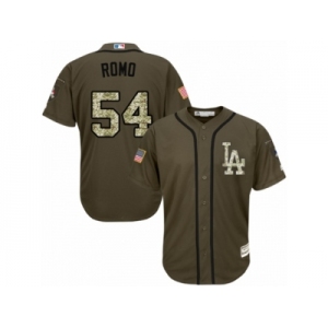 Men's Majestic Los Angeles Dodgers #54 Sergio Romo Replica Green Salute to Service MLB Jersey