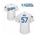 Men's Majestic Los Angeles Dodgers #57 Alex Wood Replica White Home Cool Base 2018 World Series MLB Jersey