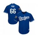 Men's Majestic Los Angeles Dodgers #66 Yasiel Puig Replica Royal Blue Alternate Cool Base 2018 World Series MLB Jersey