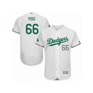 Men's Majestic Los Angeles Dodgers #66 Yasiel Puig White Celtic Flexbase Authentic Collection MLB Jersey