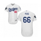 Men's Majestic Los Angeles Dodgers #66 Yasiel Puig White Home Flex Base Authentic Collection 2018 World Series MLB Jersey