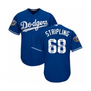 Men's Majestic Los Angeles Dodgers #68 Ross Stripling Authentic Royal Blue Team Logo Fashion Cool Base 2018 World Series MLB Jersey