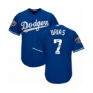 Men's Majestic Los Angeles Dodgers #7 Julio Urias Authentic Royal Blue Team Logo Fashion Cool Base 2018 World Series MLB Jersey