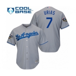 Men's Majestic Los Angeles Dodgers #7 Julio Urias Replica Grey Road Cool Base 2018 World Series MLB Jersey
