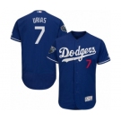 Men's Majestic Los Angeles Dodgers #7 Julio Urias Royal Blue Alternate Flex Base Authentic Collection 2018 World Series MLB Jersey