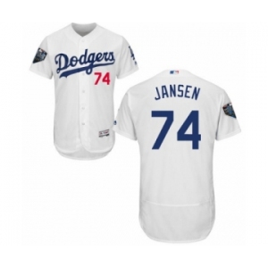 Men's Majestic Los Angeles Dodgers #74 Kenley Jansen White Home Flex Base Authentic Collection 2018 World Series MLB Jersey