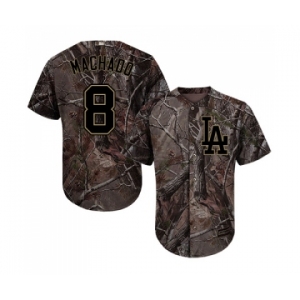 Men's Majestic Los Angeles Dodgers #8 Manny Machado Authentic Camo Realtree Collection Flex Base MLB Jersey