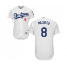 Men's Majestic Los Angeles Dodgers #8 Manny Machado White Home Flex Base Authentic Collection MLB Jersey